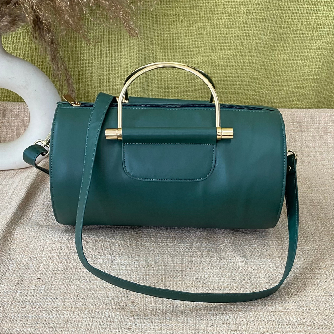 Bottle Green Barrel Bag Big.