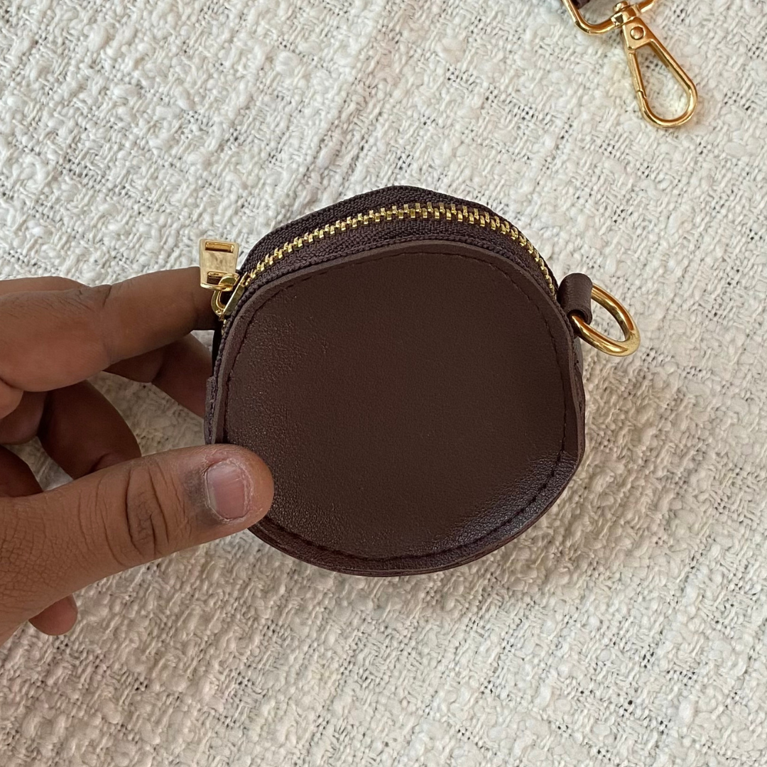 Brown Plain Pochette Belt with Phone Case