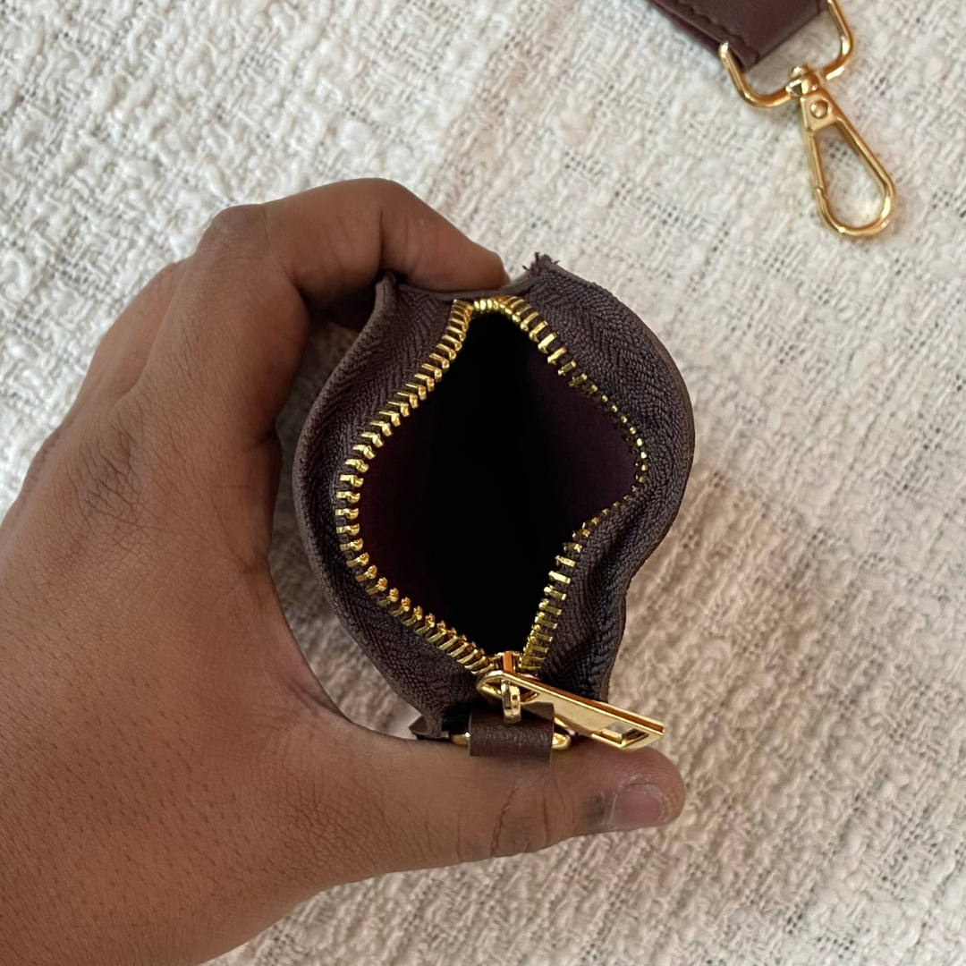 Brown Plain Pochette Belt with Phone Case