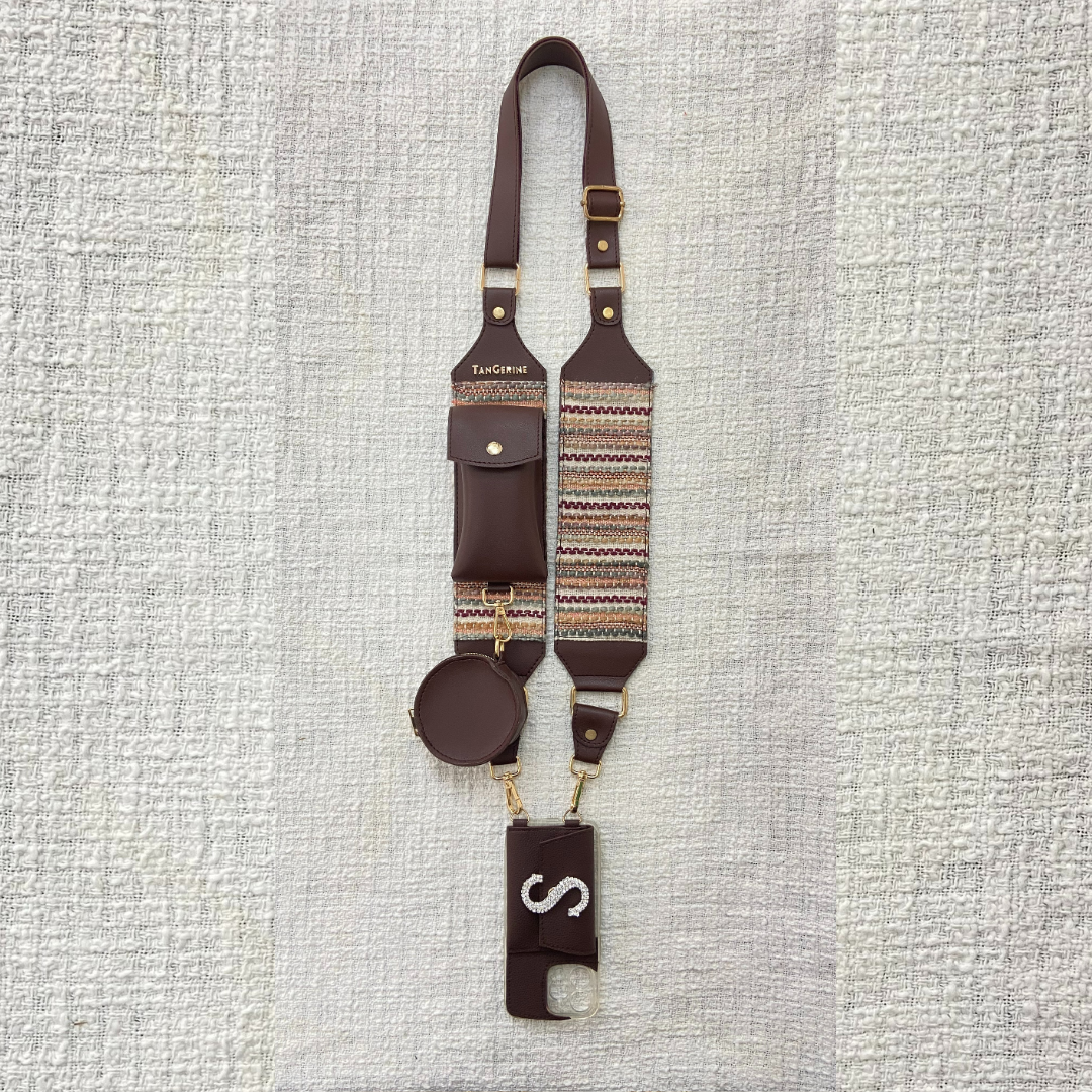 Brown Tribal Pochette Belt with phone Case