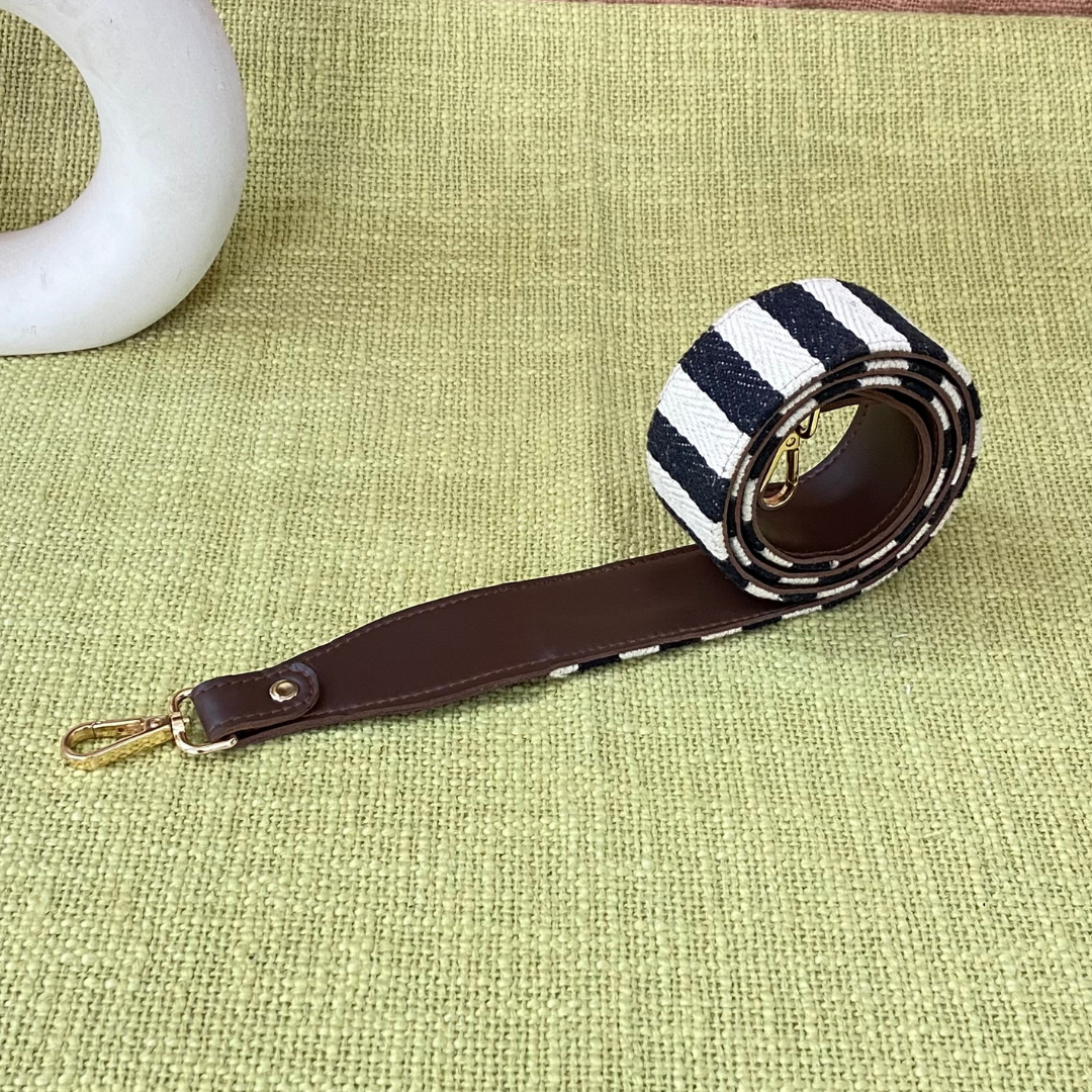 Brown with Black & White Stripes Shoulder Strap