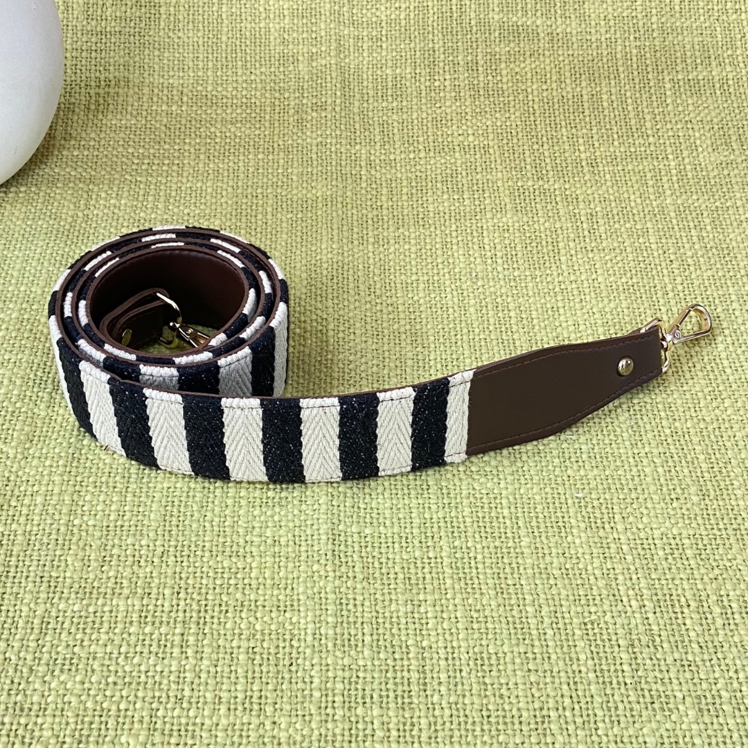 Brown with Black & White Stripes Shoulder Strap