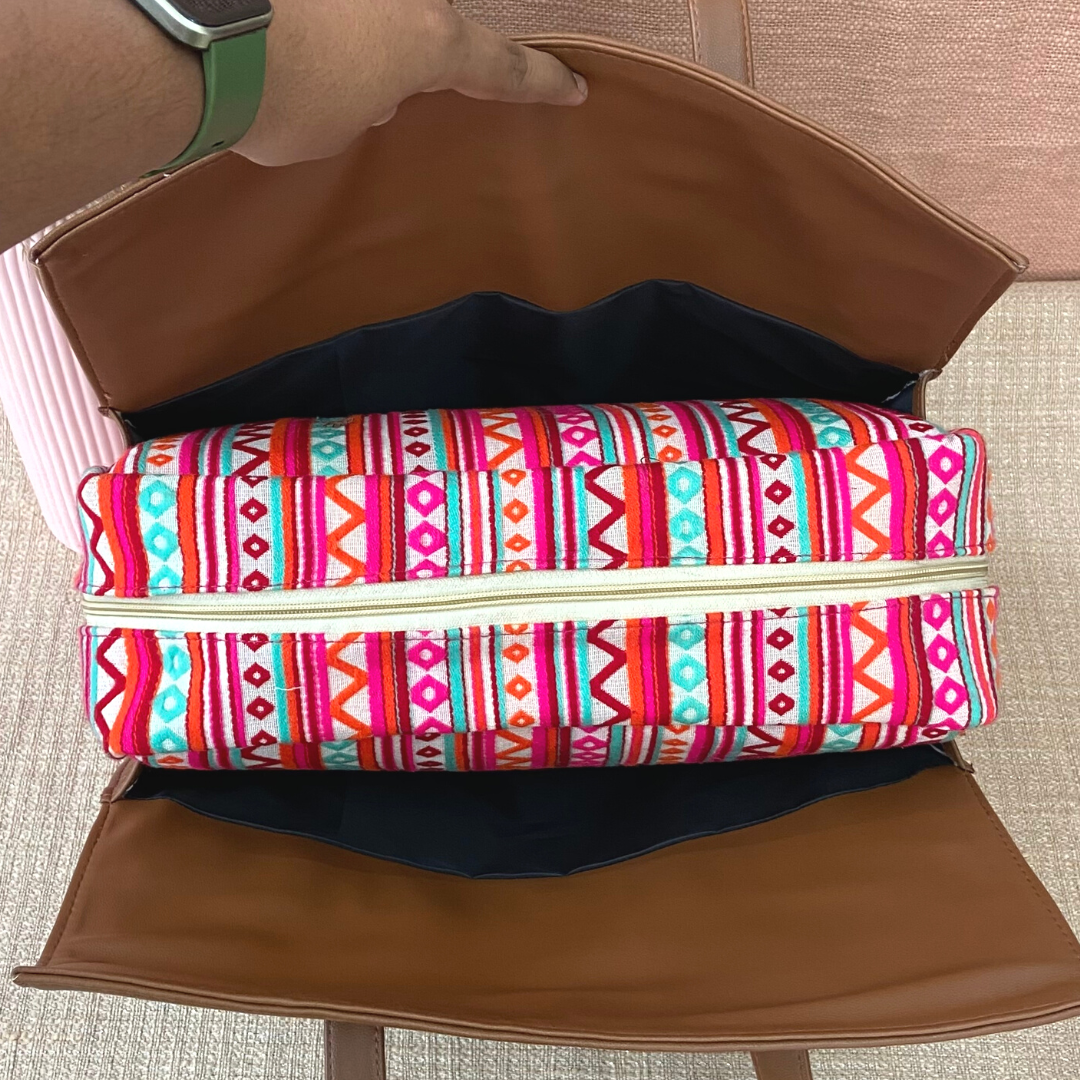 Brown with Boho Design Leera 16inch Bag + Mini Wallet Combo