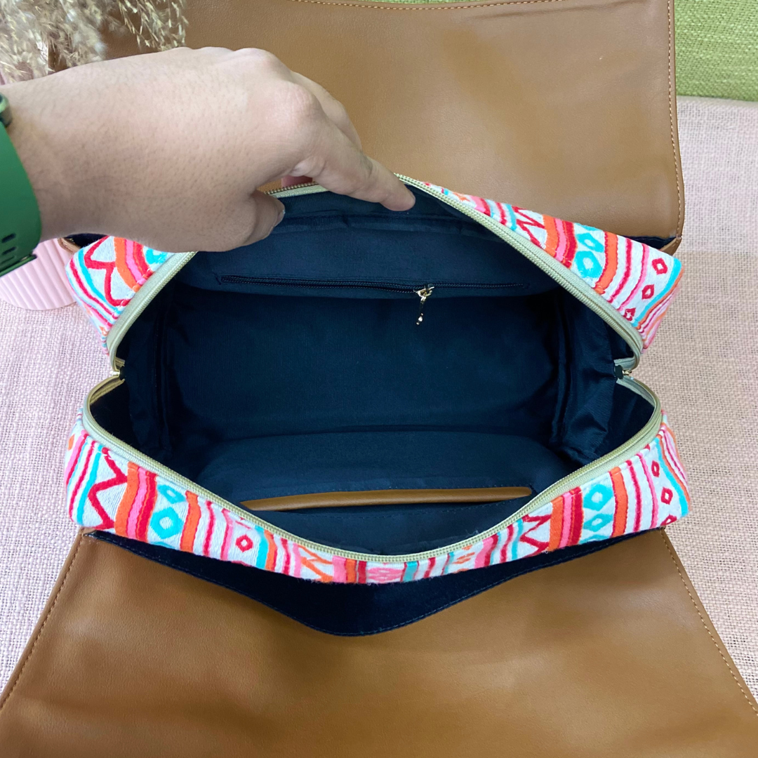 Brown with Boho Design Leera 14inch Bag