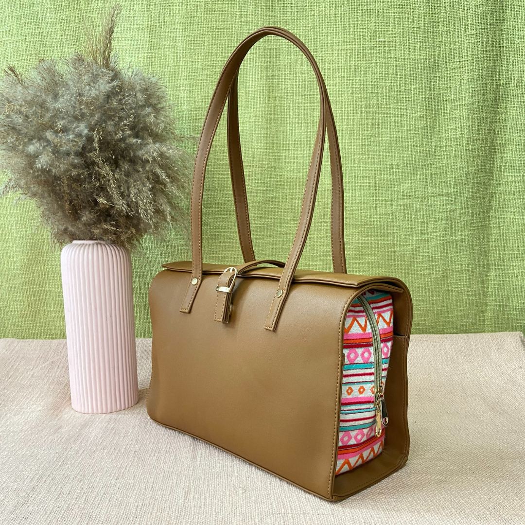 Brown with Boho Design Leera 14inch Bag