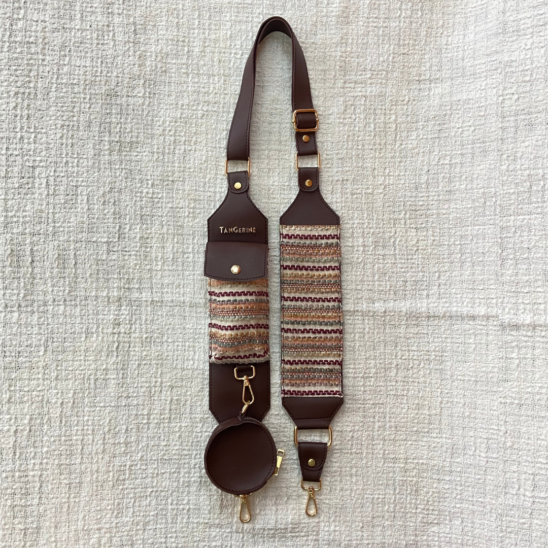 Brown Eva + Brown Tribal Cloth on Pocket Pochette Belt