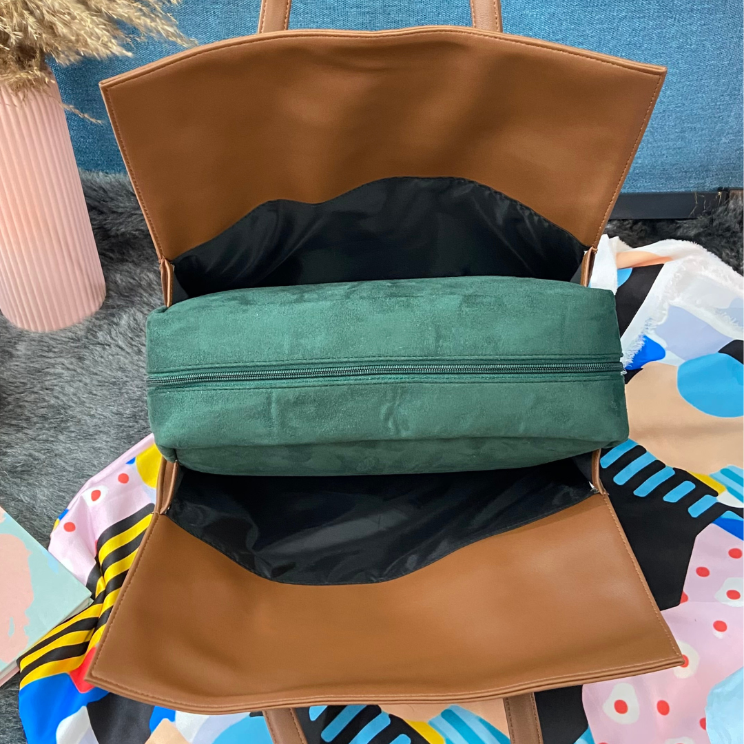 Brown with Green Swede Leera 14inch Bag