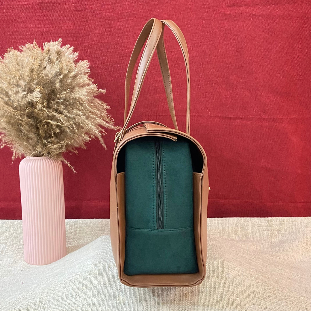 Brown with Green Swede Leera 16inch Bag