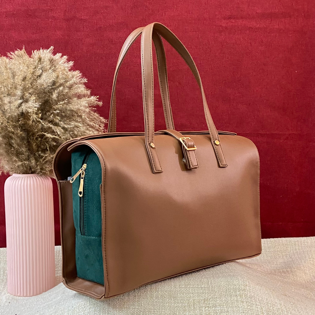 Brown with Green Swede Leera 16inch Bag