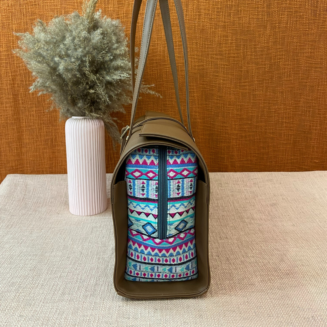 Brown Purple Pop Leera 16inch Bag