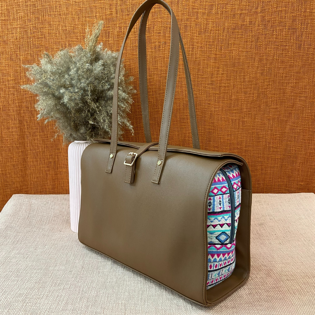 Brown Purple Pop Leera 16inch Bag