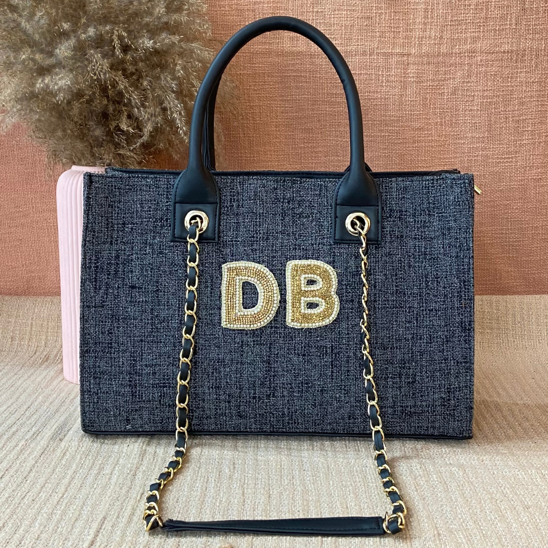 Charcoal Grey Chain Tote 15inch.
