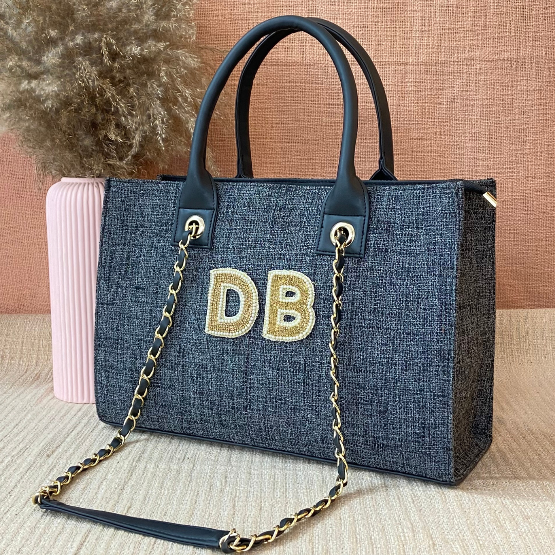 Charcoal Grey Chain Tote 15inch.