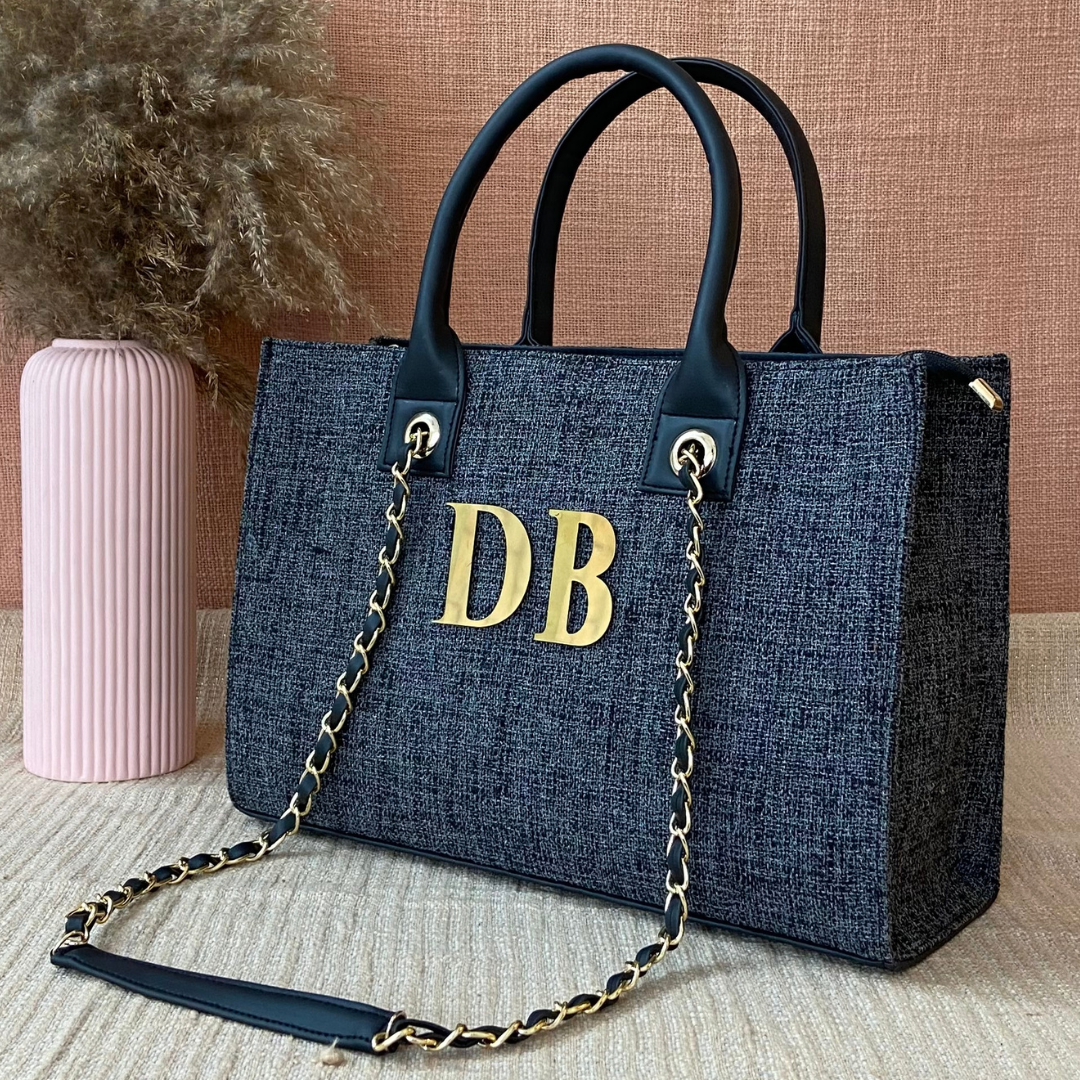 Charcoal Grey Chain Tote 15inch.