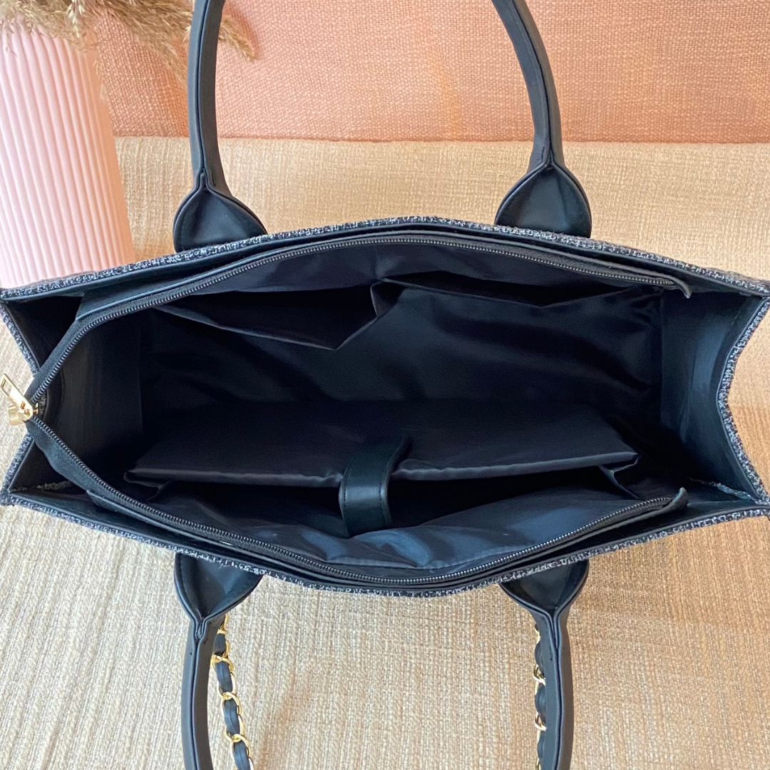 Charcoal Grey Chain Tote 15inch.