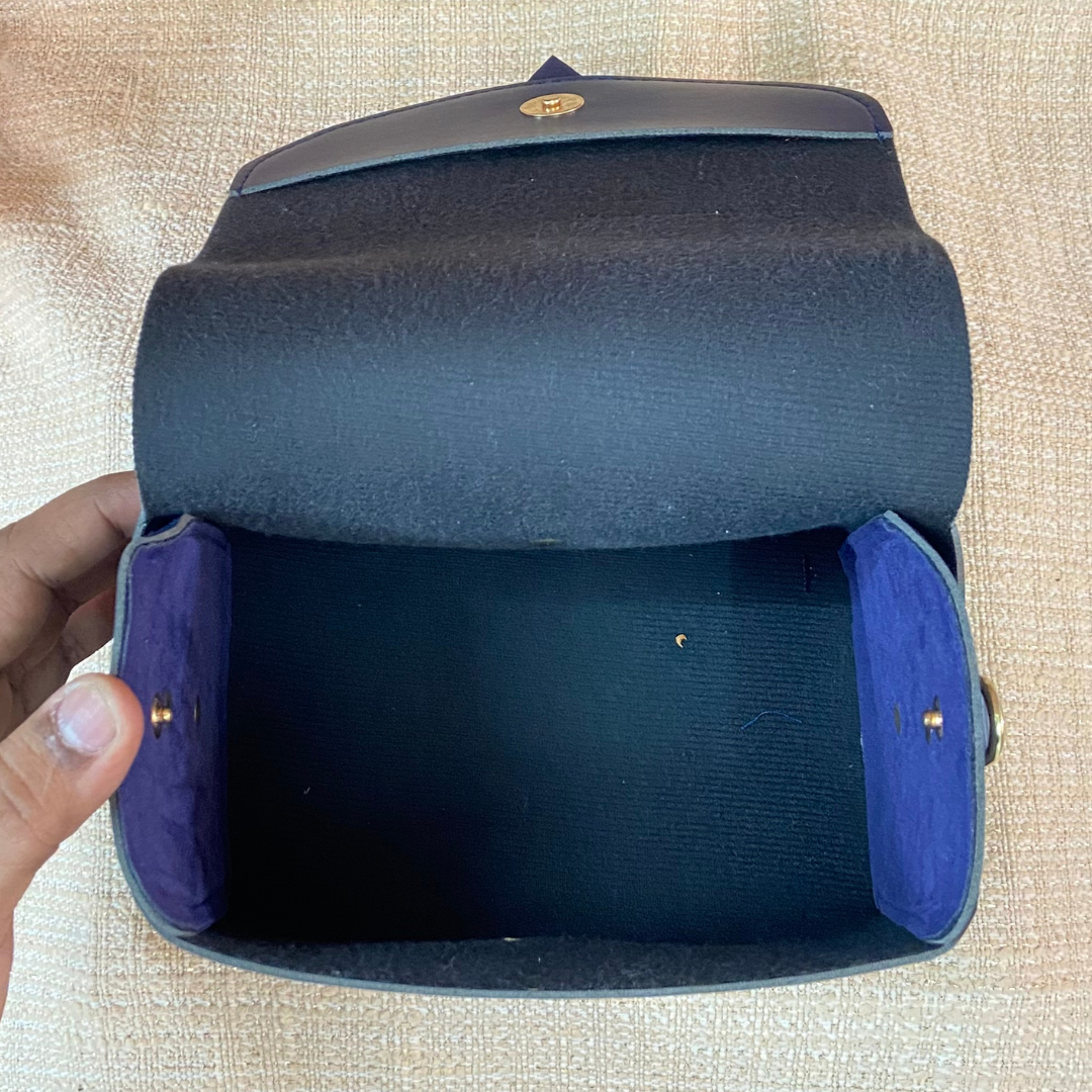 Blue Eva + Blue with Multi-color Triangles Cloth on Pocket Pochette Belt