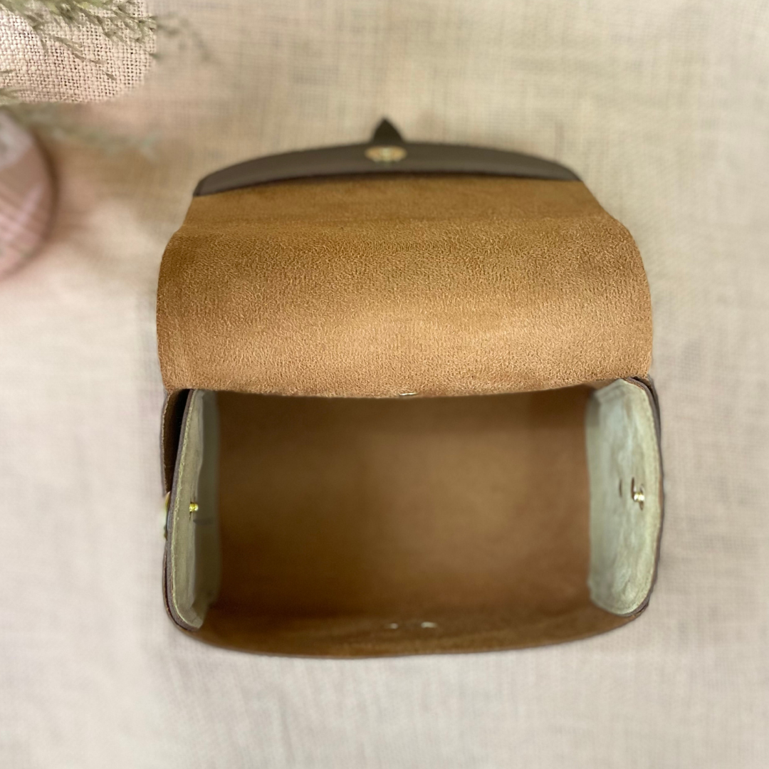 Brown Eva + Brown with Black & White Stripes Cloth on Pocket Pochette Belt