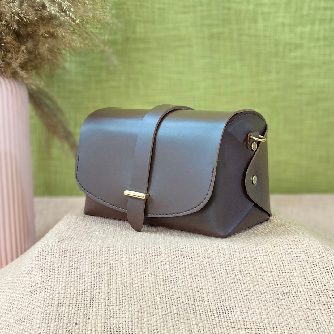 Dark Brown Eva Bag with Multi-color Tribal Stripes Belt.