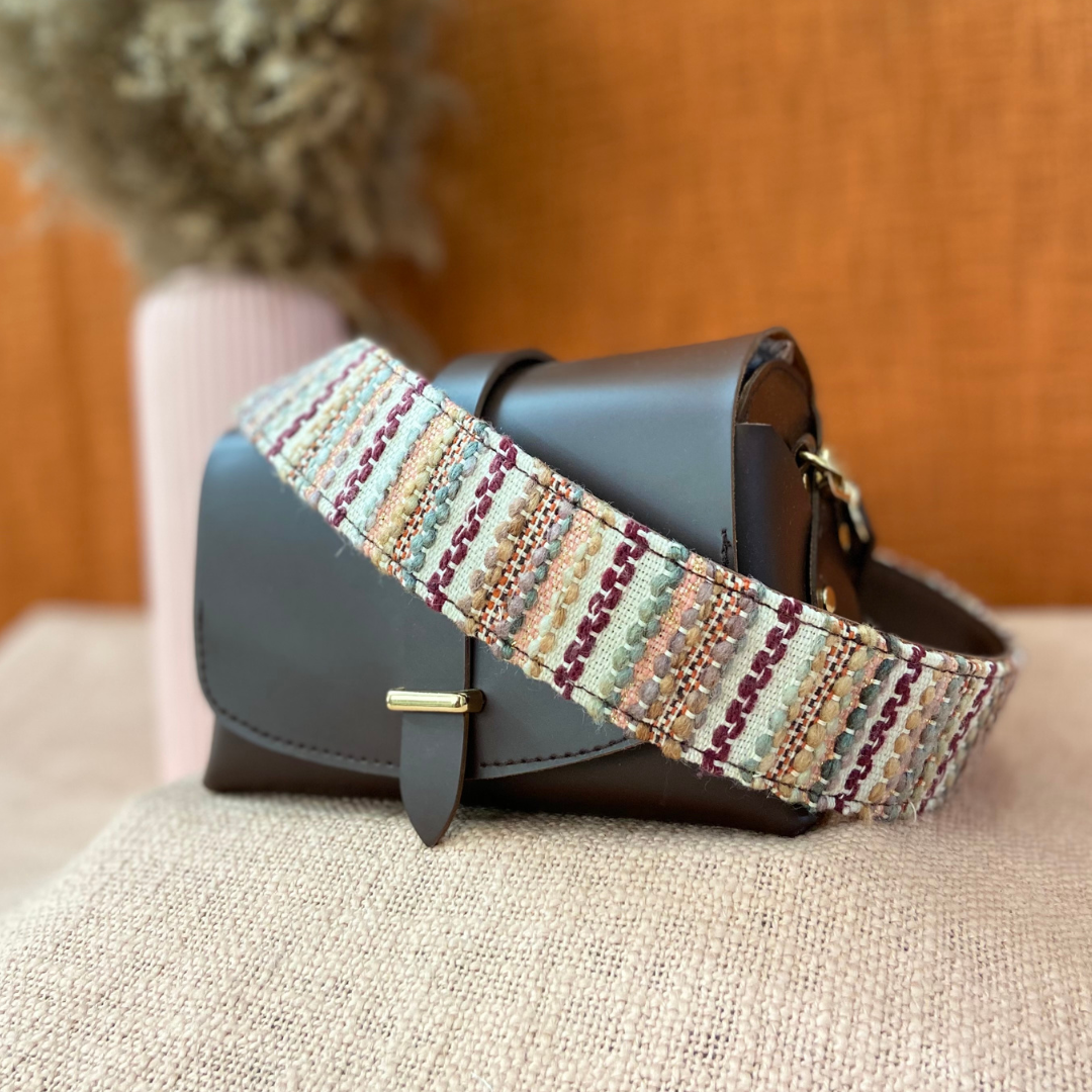 Dark Brown Eva Bag with Multi-color Tribal Stripes Belt.