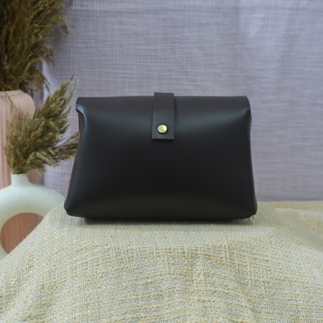 Dark Brown Eva Bag with T-Shape Design Belt + Big & Small Wallet Combo