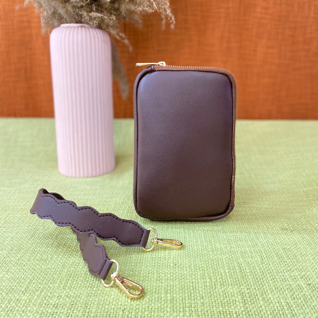 Brown Pouch + Brown Tribal Cloth on Pocket Pochette Belt