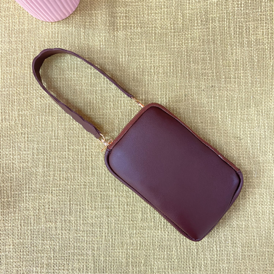 Brown Pouch + Brown Tribal Cloth on Pocket Pochette Belt