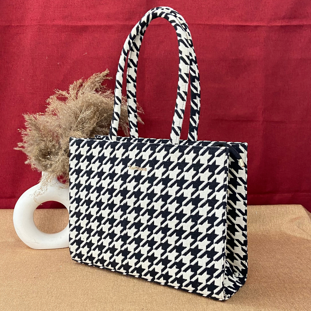 Emmy Black & White Vintage Big Print XL Tote Bag (New Style)