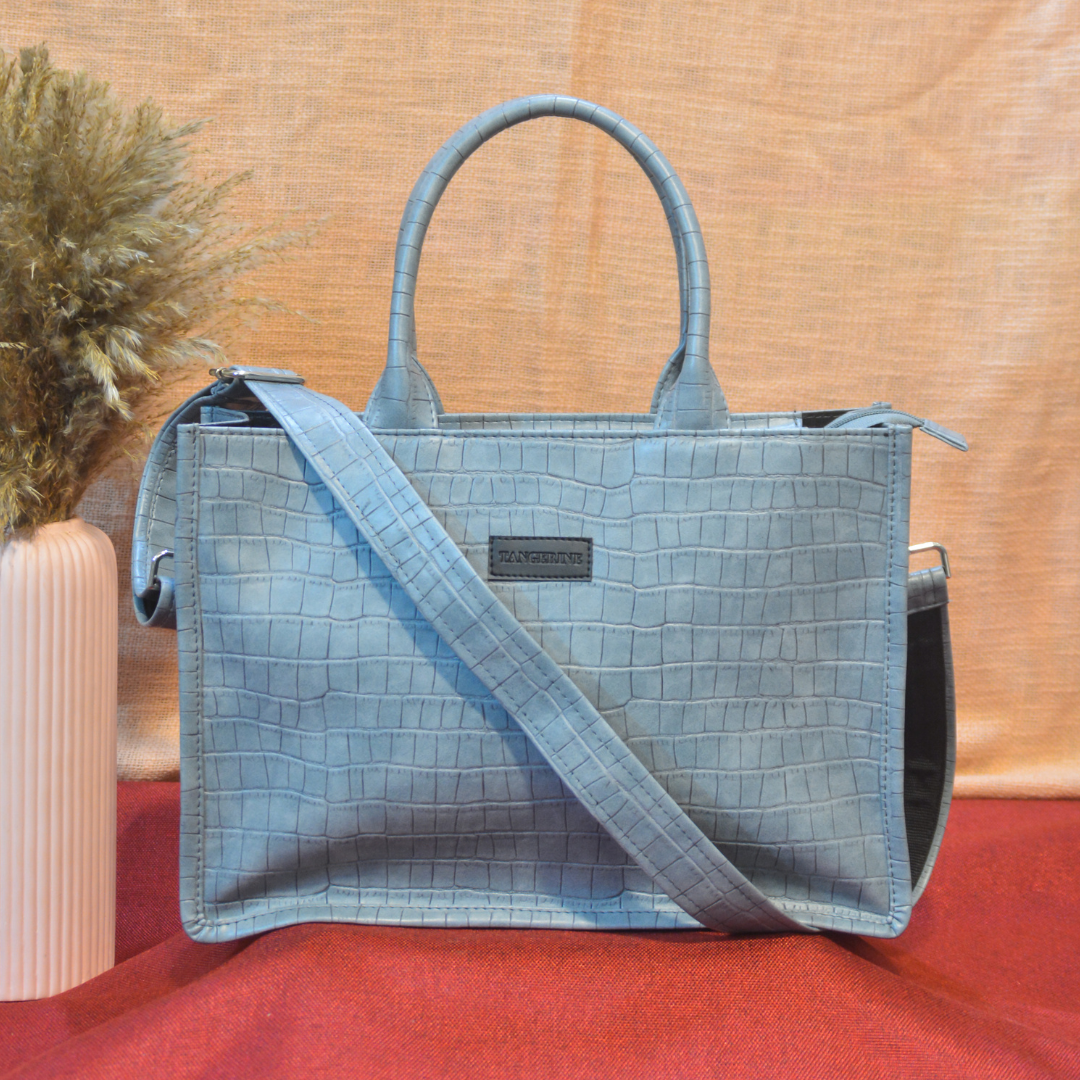 Emmy Cadet Grey Croc Medium Size Tote Bag