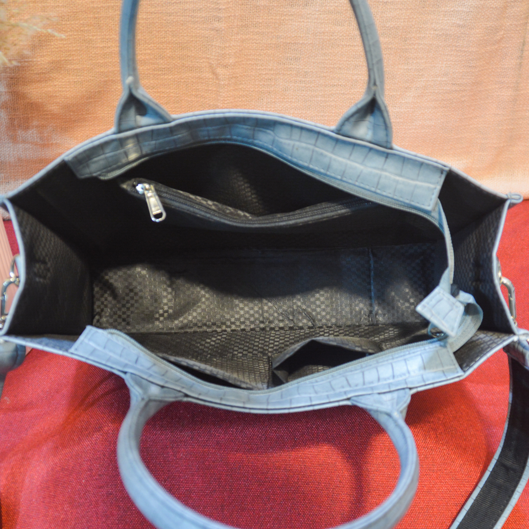 Emmy Cadet Grey Croc Medium Size Tote Bag