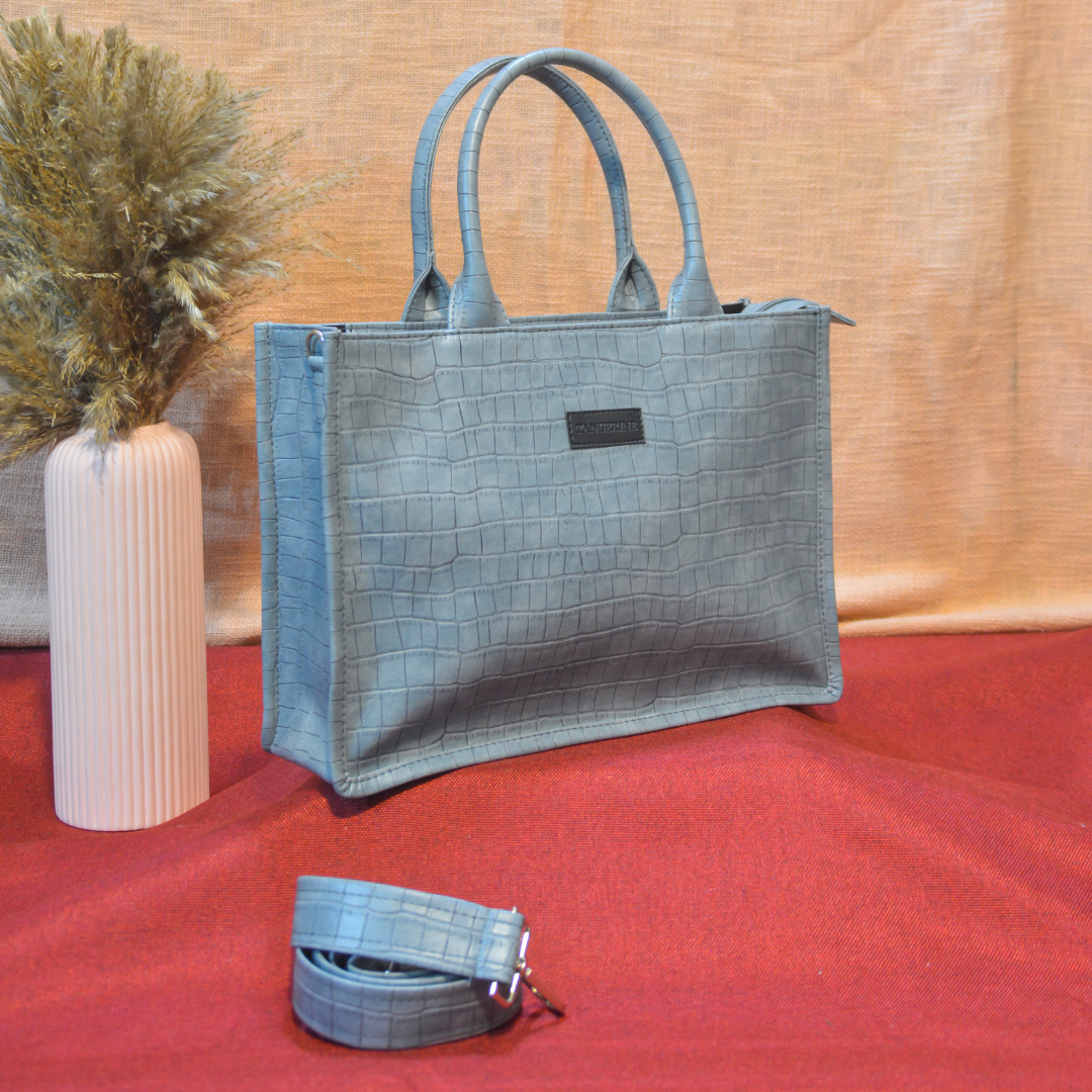 Emmy Cadet Grey Croc Medium Size Tote Bag
