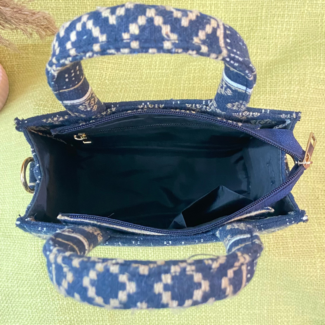 Emmy Dark Blue with White Diamond Mini Bag