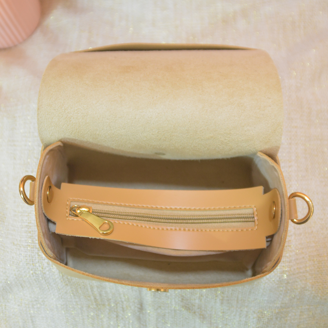 Beige Eva Bag with Multi-color Belt.
