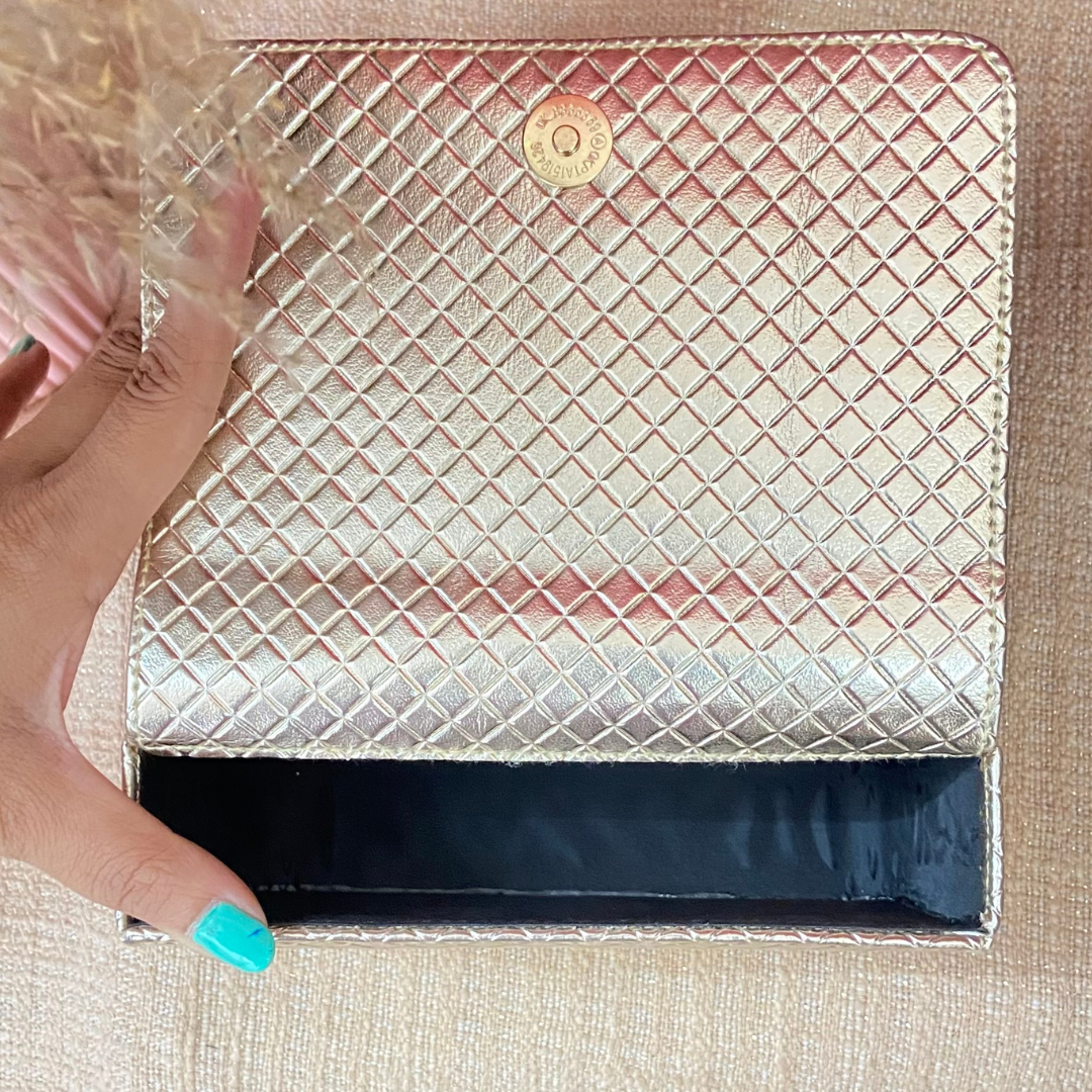 Gold Bottega Box Style Waist Bag Phone Size