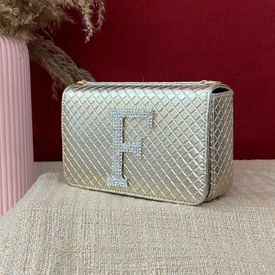 Gold Bottega Box Style Waist Bag Phone Size