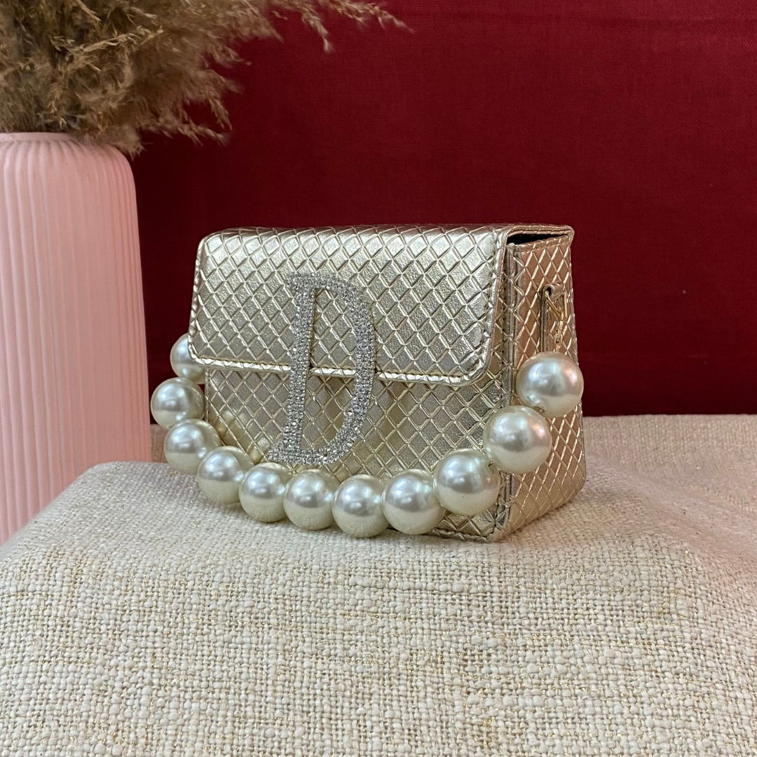 Gold Bottega Phone Size Monogram Bag (New Style)