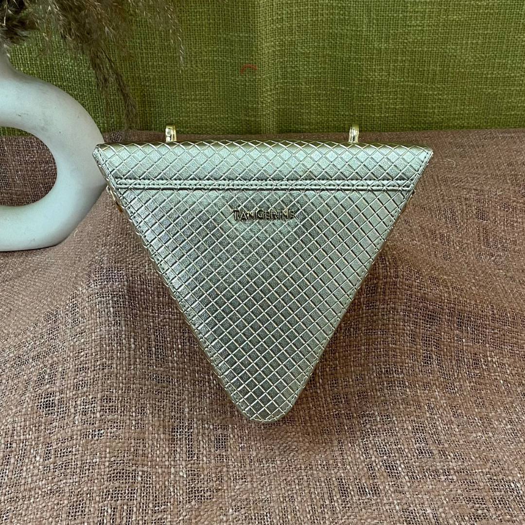Gold Bottega Triangular Bag