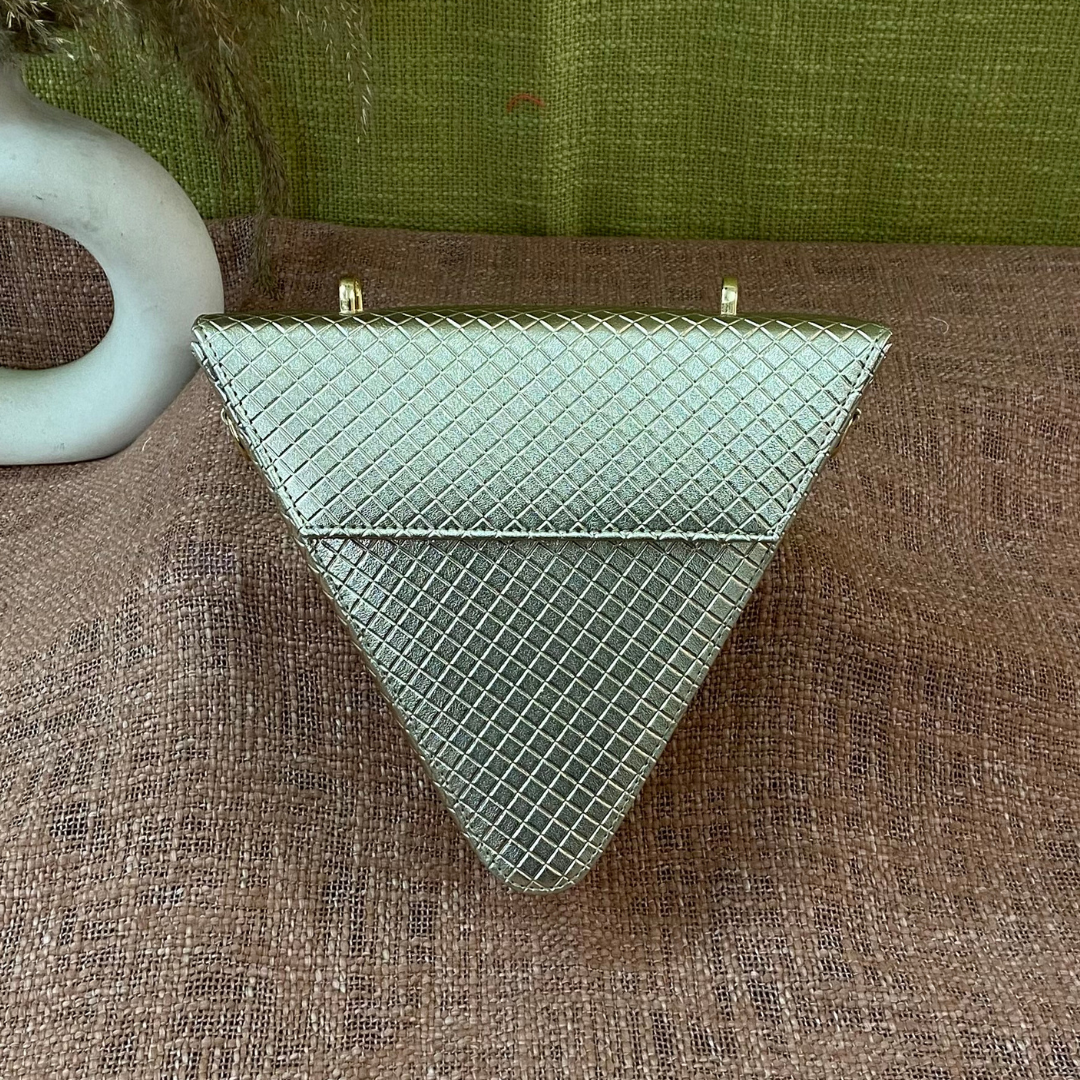 Gold Bottega Triangular Bag