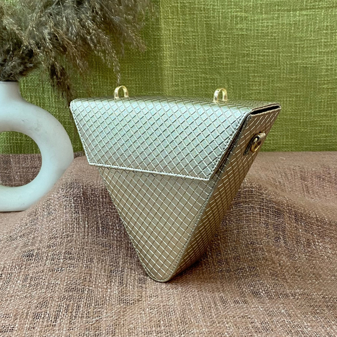 Gold Bottega Triangular Bag