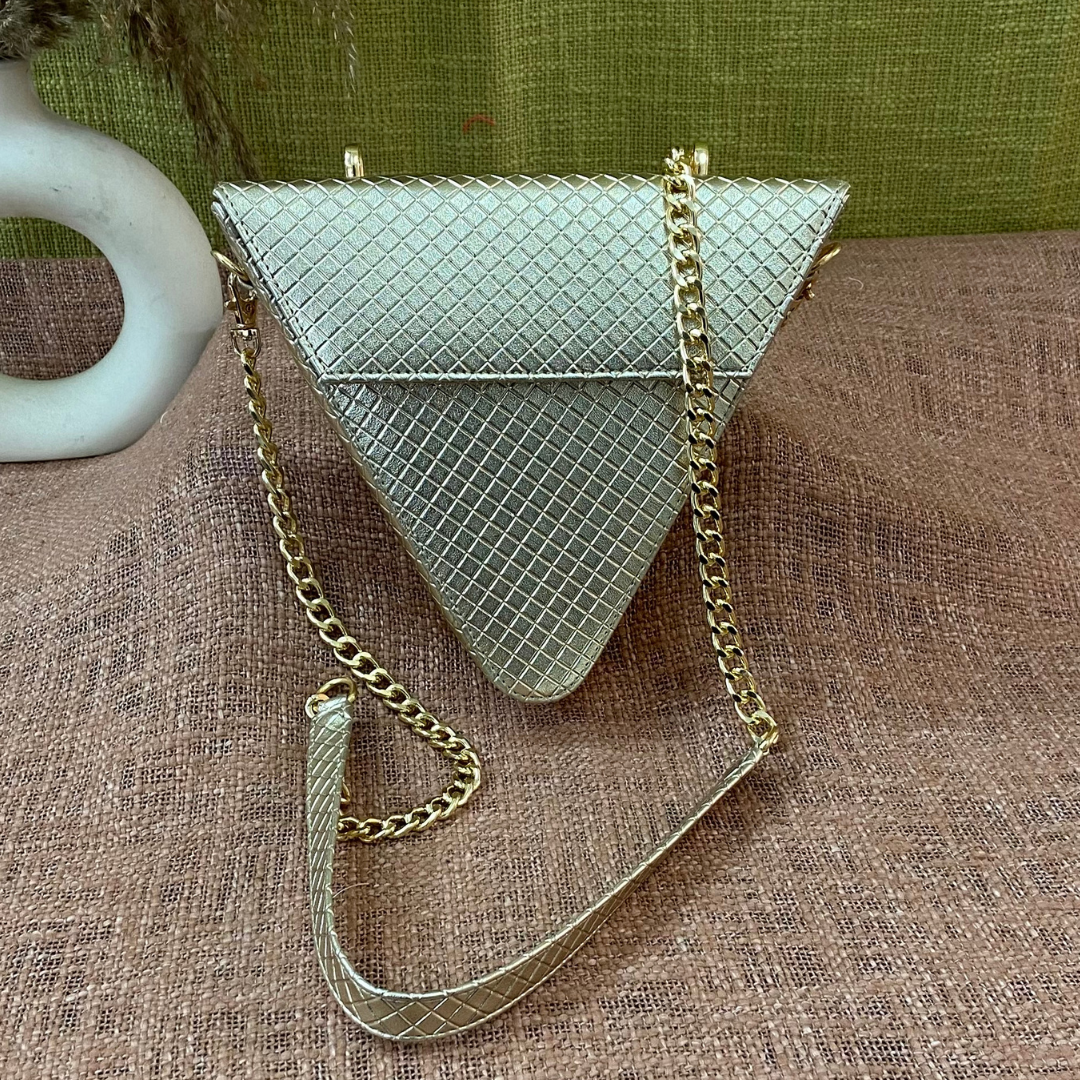 Gold Bottega Triangular Bag