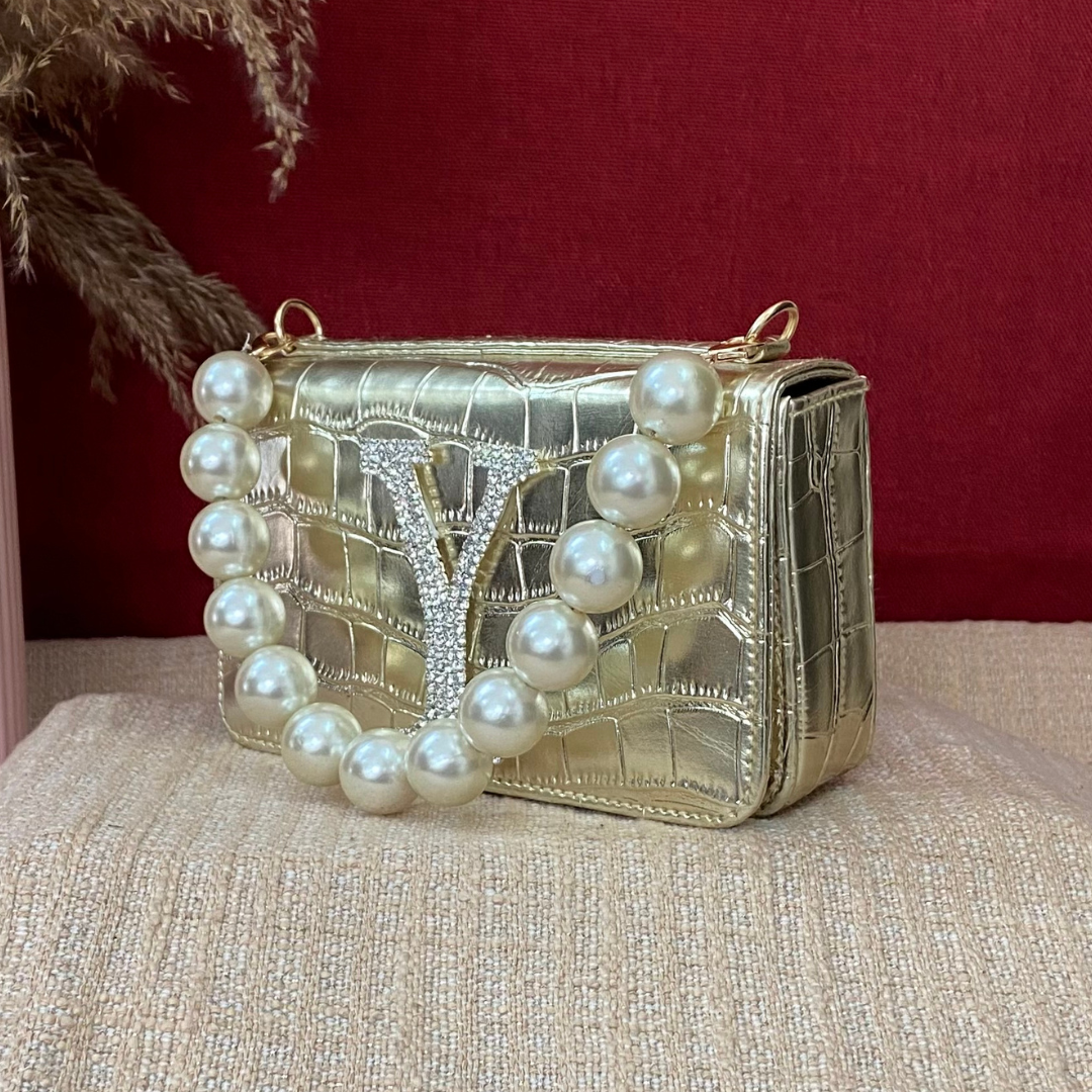 Gold Croc Embossed Box Style Waist Bag Phone Size