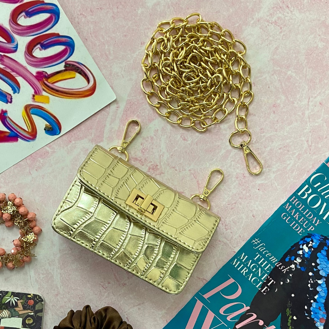 Gold Micro Clip-on Waist Cum Sling Bag