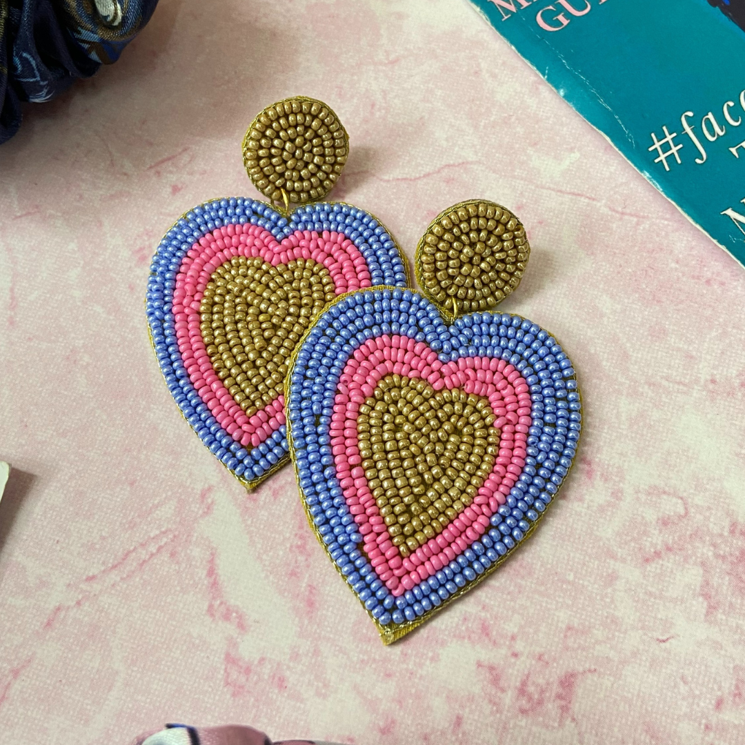 Gold & Purple Heart Earrings