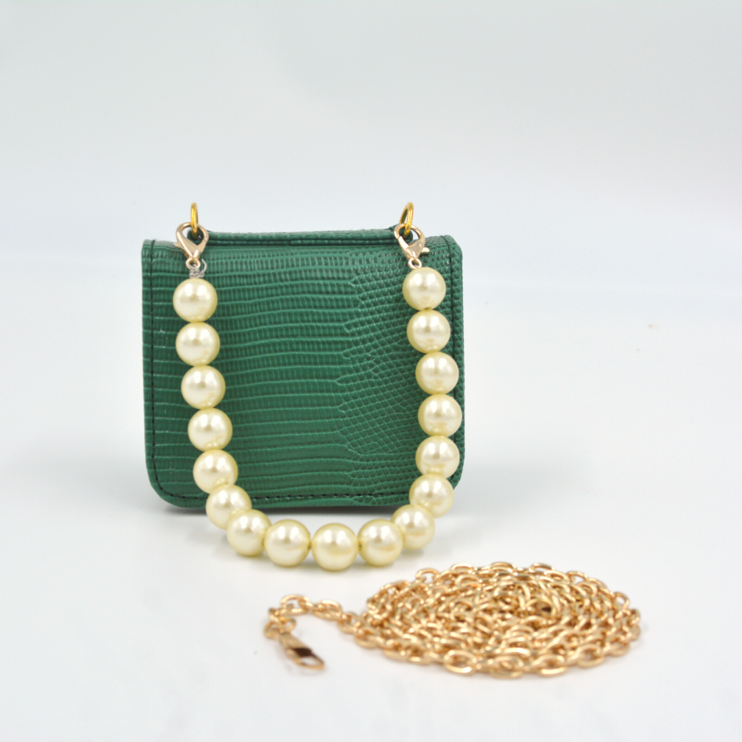 Green Croc Embossed Monogram Bag