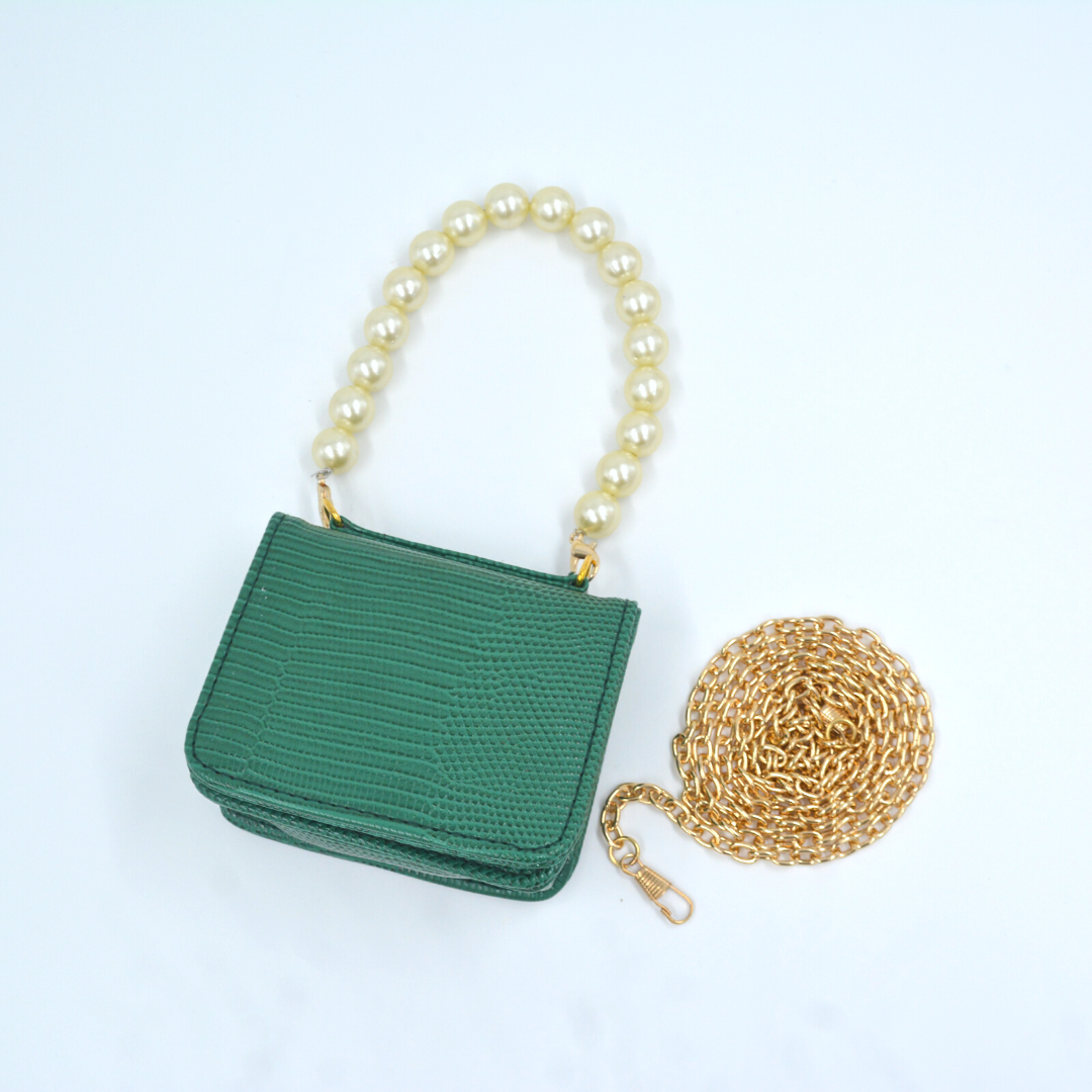 Green Croc Embossed Monogram Bag