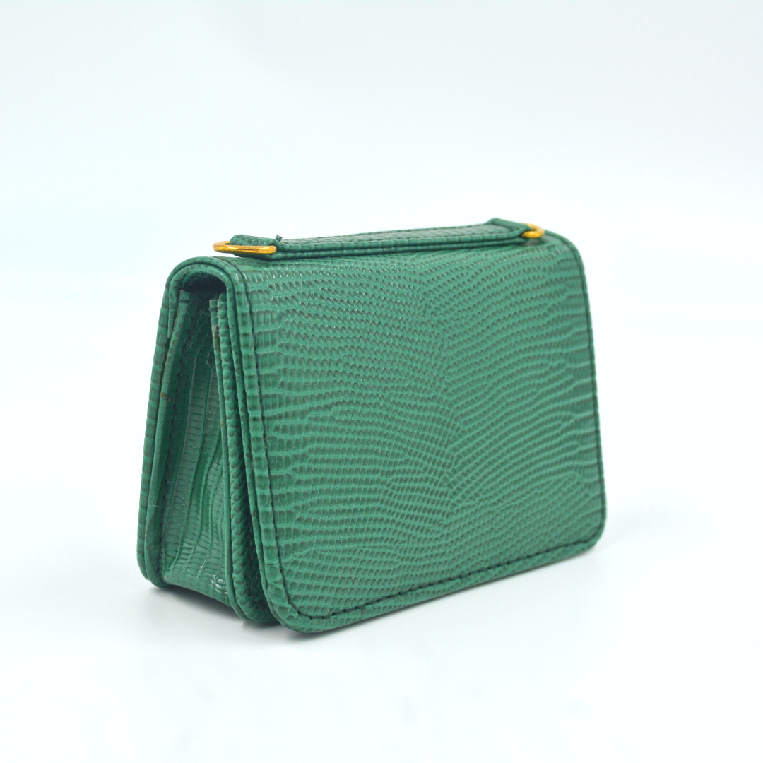 Green Croc Embossed Monogram Bag