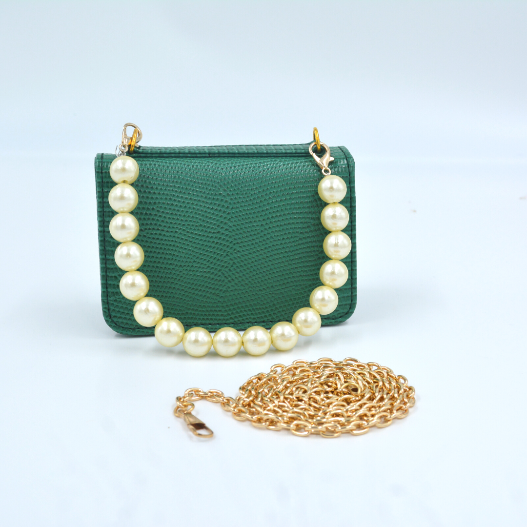 Green Croc Embossed Monogram Bag