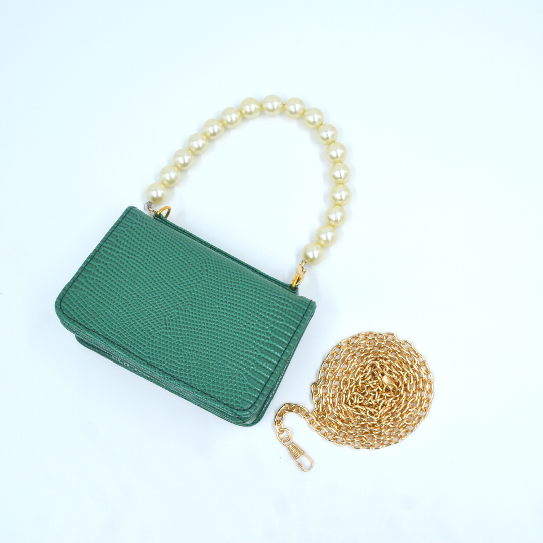 Green Croc Embossed Monogram Bag