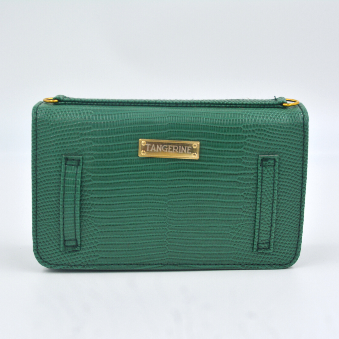 Green Croc Embossed Monogram Bag