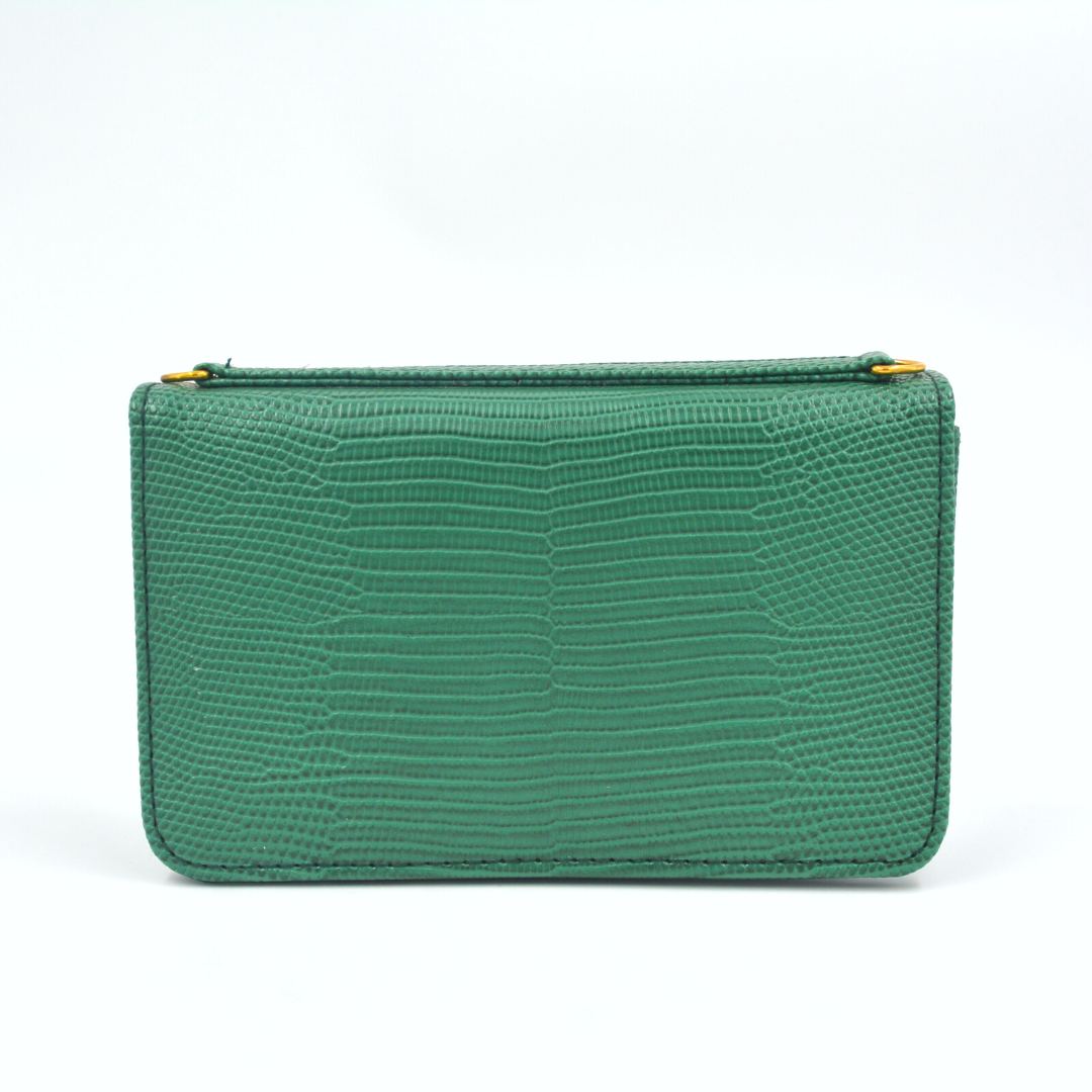 Green Croc Embossed Monogram Bag