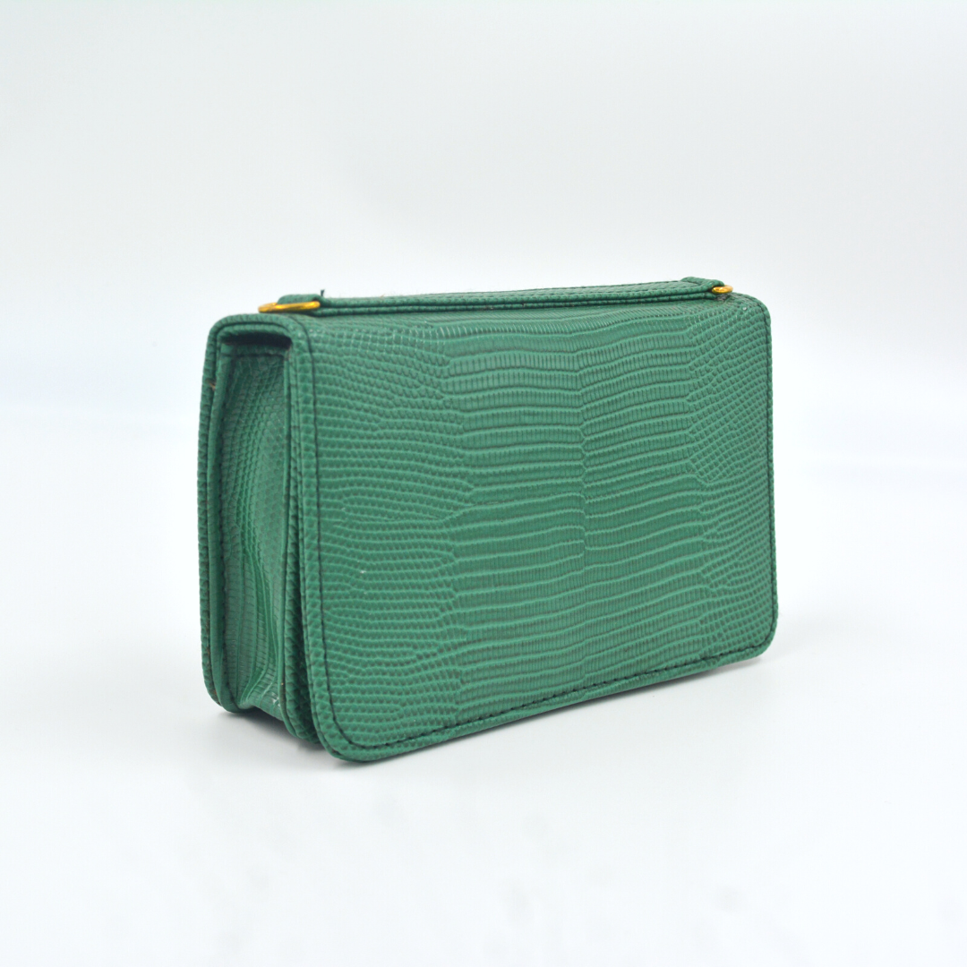 Green Croc Embossed Monogram Bag